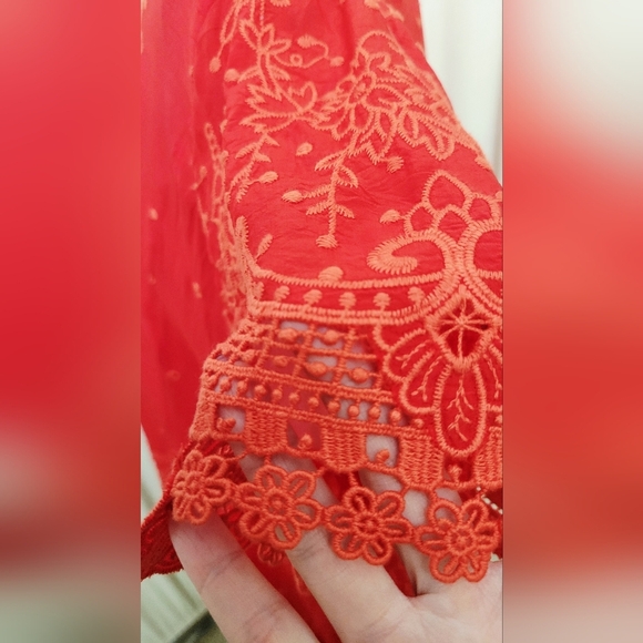 Johnny Was Red Lace Women's Blouse | Size Large - Picture 3 of 6